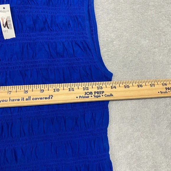 Madewell Top Womens XS Blue Smocked Boatneck Tank Brilliant Sapphire NV912 - Picture 9 of 12